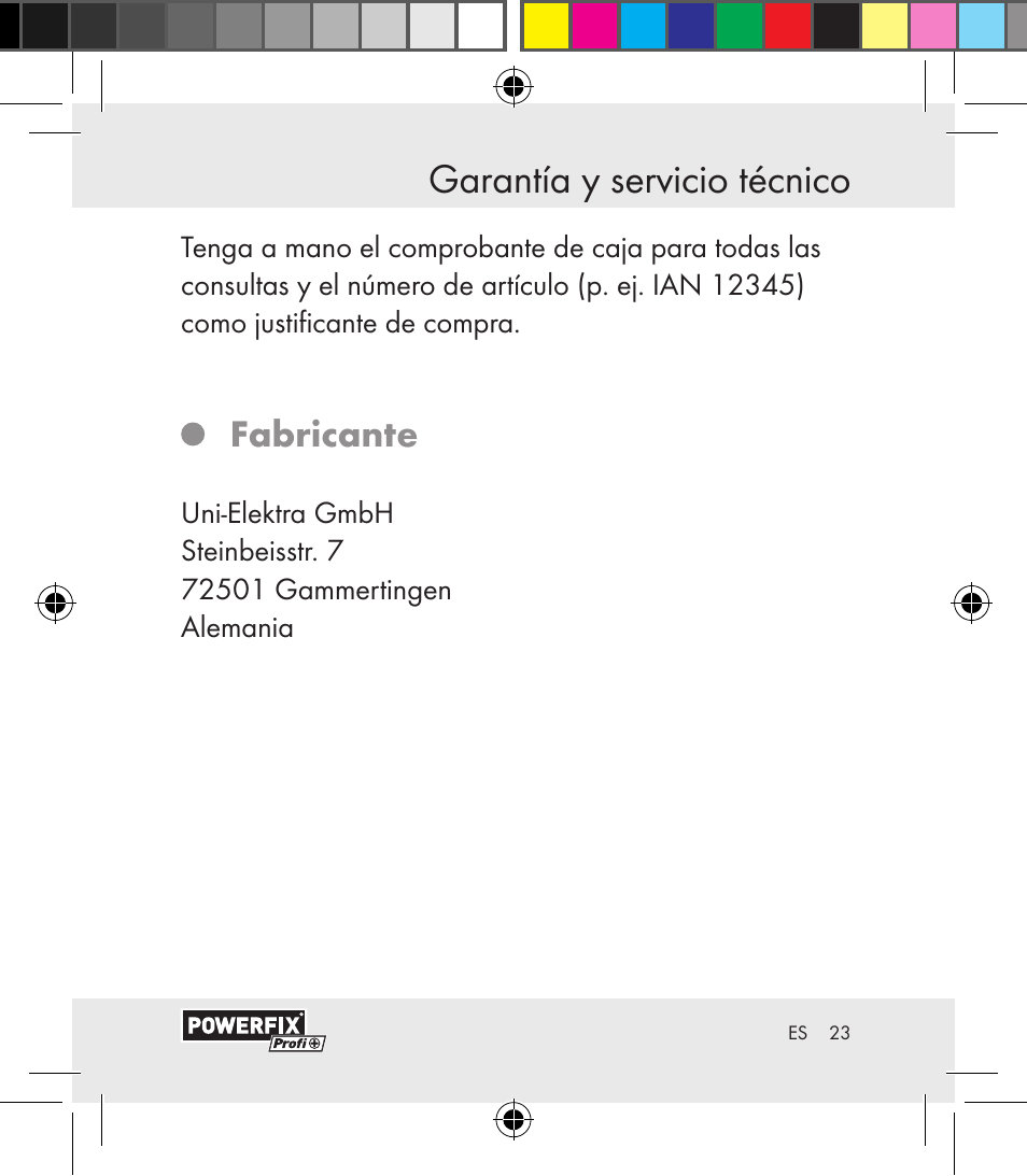 Garantía y servicio técnico, Fabricante | Powerfix Motion Sensor User Manual | Page 23 / 105