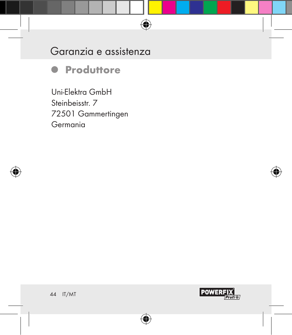 Índice garanzia e assistenza | Powerfix Motion Sensor User Manual | Page 44 / 105