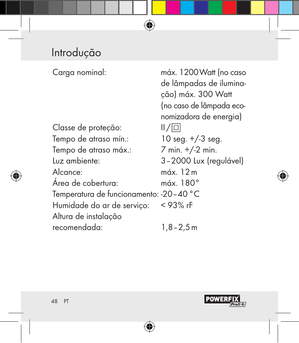 Introdução / segurança introdução | Powerfix Motion Sensor User Manual | Page 48 / 105