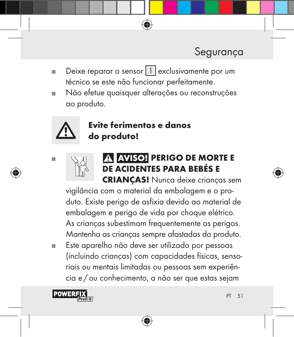 Segurança segurança | Powerfix Motion Sensor User Manual | Page 51 / 105