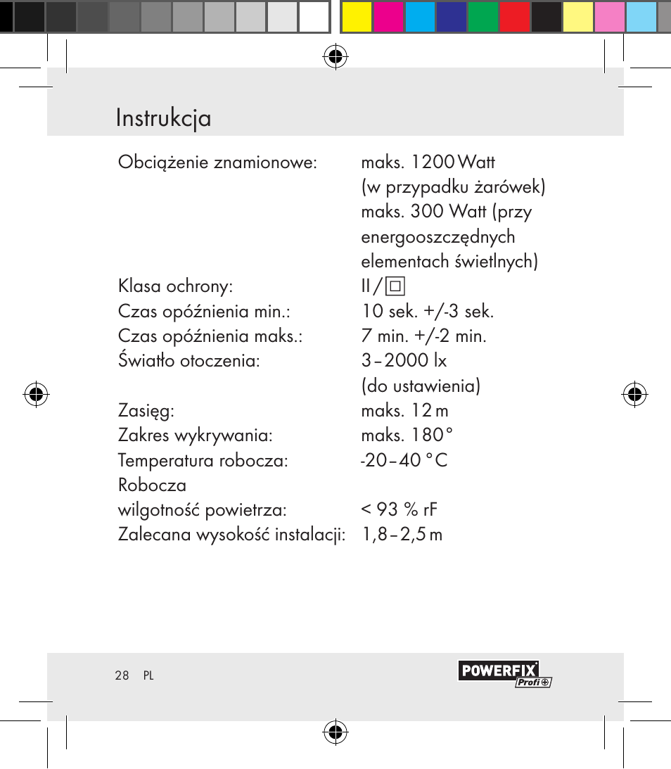 Instrukcja / bezpieczeństwo instrukcja | Powerfix Motion Sensor User Manual | Page 28 / 65