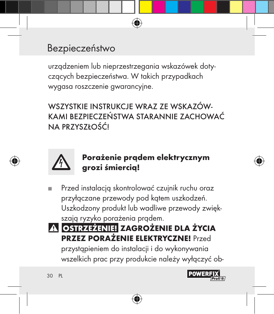 Bezpieczeństwo | Powerfix Motion Sensor User Manual | Page 30 / 65