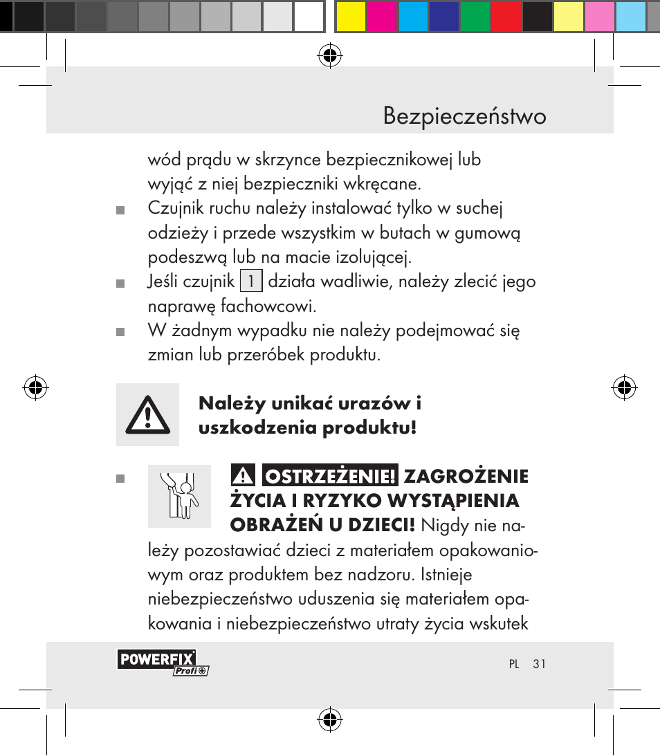 Bezpieczeństwo | Powerfix Motion Sensor User Manual | Page 31 / 65