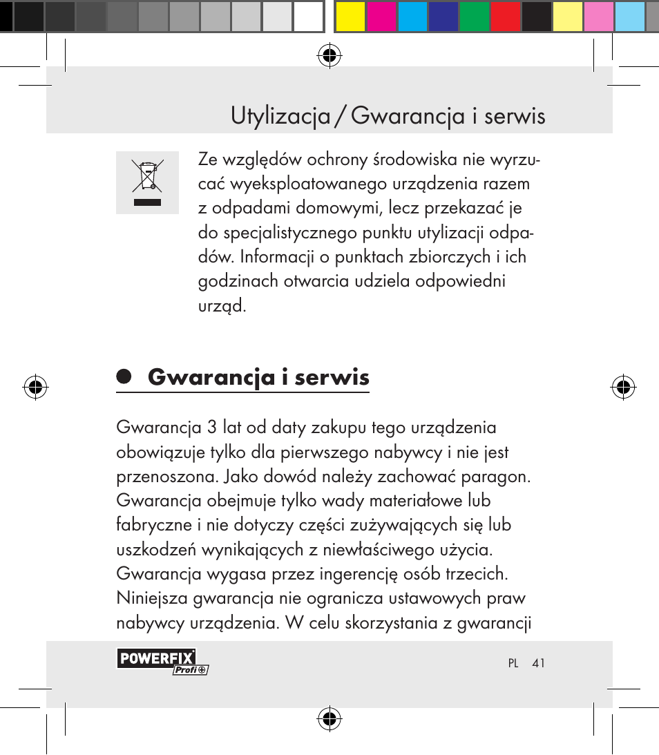 Gwarancja i serwis | Powerfix Motion Sensor User Manual | Page 41 / 65