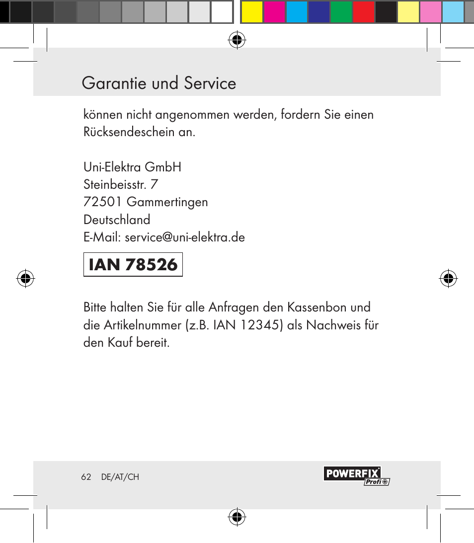 Garantie und service | Powerfix Motion Sensor User Manual | Page 62 / 65