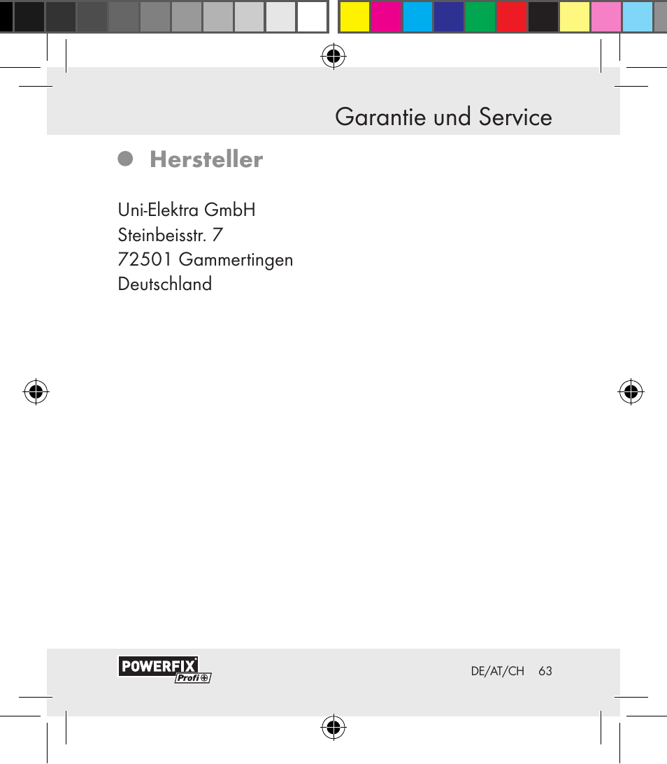 Garantie und service, Hersteller | Powerfix Motion Sensor User Manual | Page 63 / 65