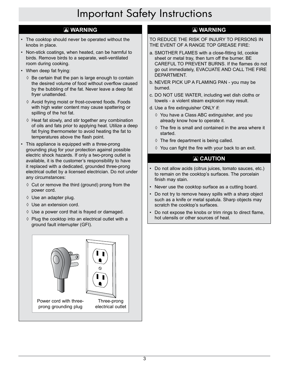 Important safety instructions | Dacor SGM466 User Manual | Page 5 / 16