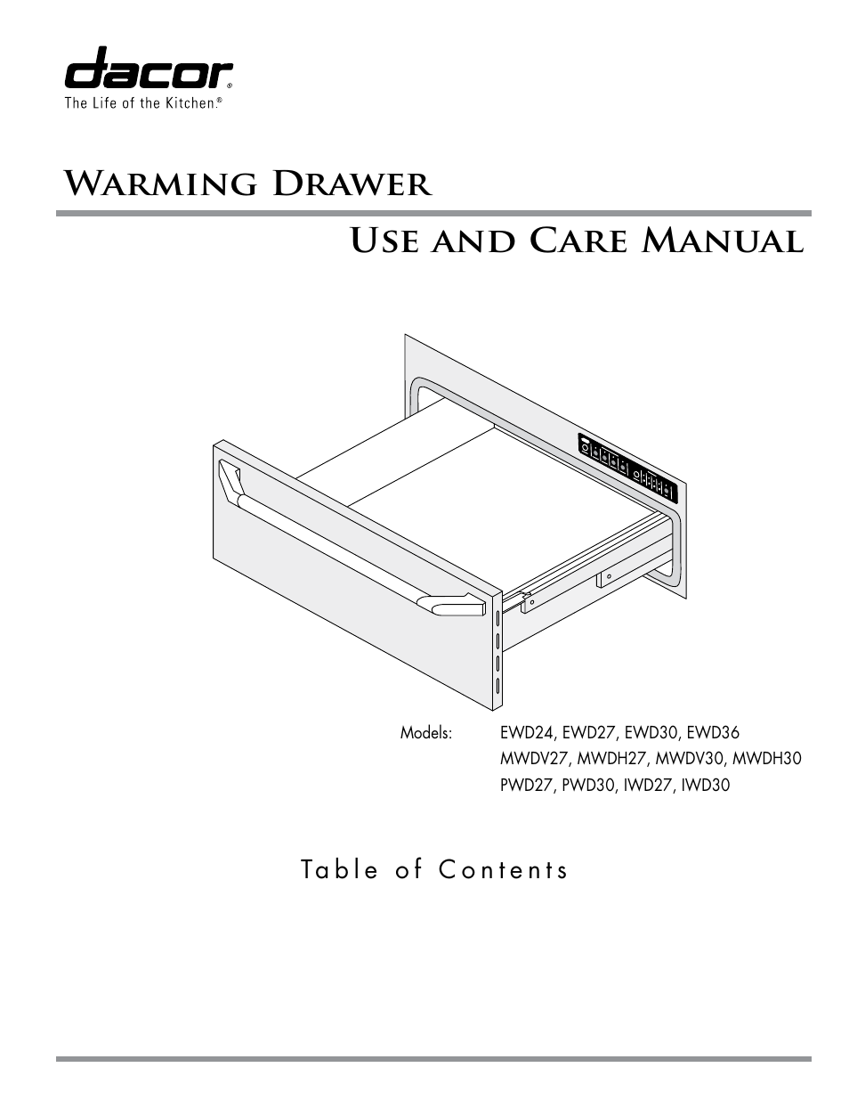 Dacor PWD30 User Manual | 12 pages