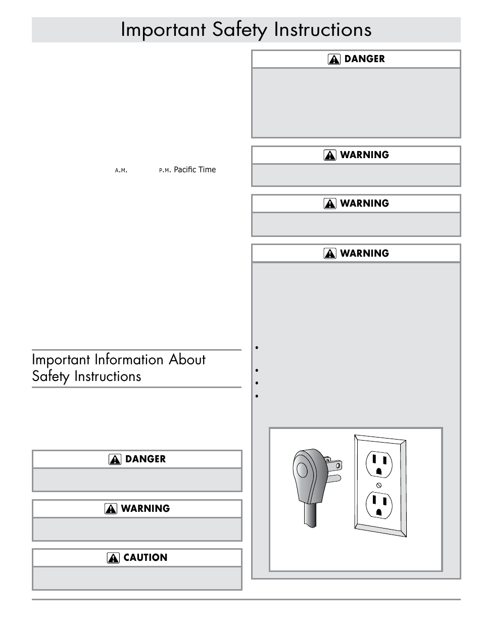 Important safety instructions, Important information about safety instructions, Safety symbols and labels | Dacor PWD30 User Manual | Page 3 / 12