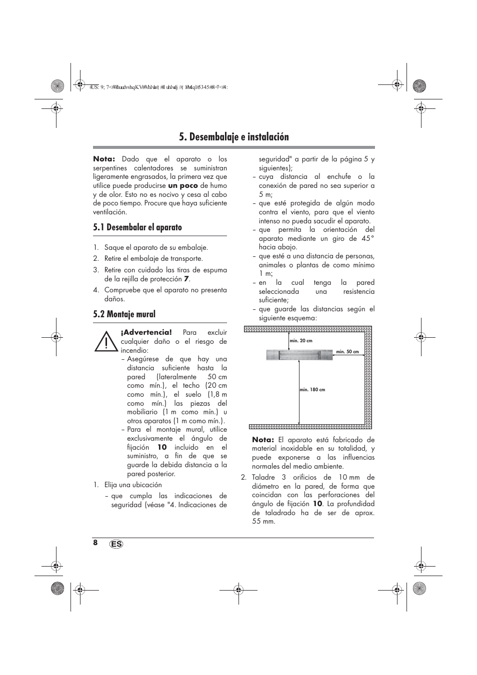 Desembalaje e instalación, 1 desembalar el aparato, 2 montaje mural | Powerfix PTW 1500 A1 User Manual | Page 10 / 54