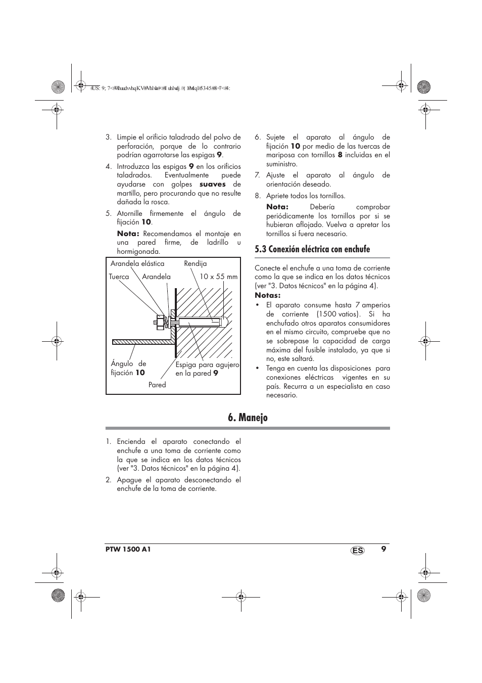 Manejo, 3 conexión eléctrica con enchufe | Powerfix PTW 1500 A1 User Manual | Page 11 / 54