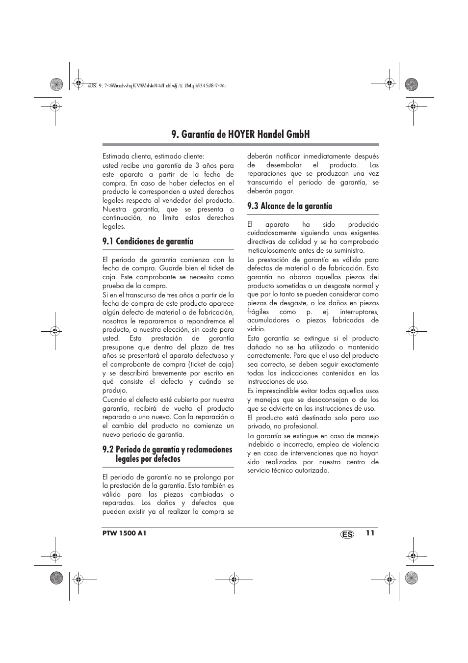 Garantía de hoyer handel gmbh | Powerfix PTW 1500 A1 User Manual | Page 13 / 54