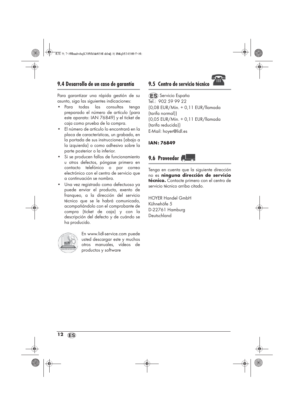 4 desarrollo de un caso de garantía, 5 centro de servicio técnico, 6 proveedor | Powerfix PTW 1500 A1 User Manual | Page 14 / 54