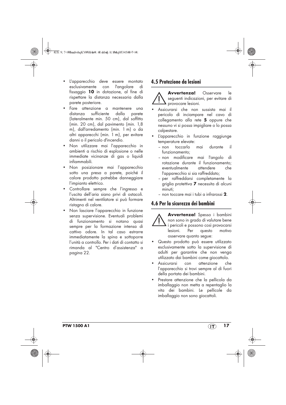 5 protezione da lesioni, 6 per la sicurezza dei bambini | Powerfix PTW 1500 A1 User Manual | Page 19 / 54