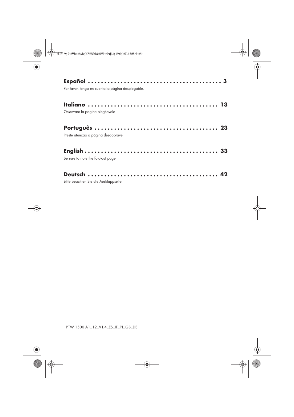 Español, Italiano, Português | English, Deutsch | Powerfix PTW 1500 A1 User Manual | Page 2 / 54