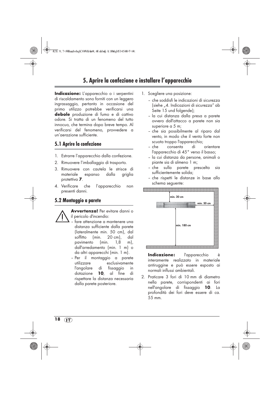 Aprire la confezione e installare l’apparecchio, 1 aprire la confezione, 2 montaggio a parete | Powerfix PTW 1500 A1 User Manual | Page 20 / 54
