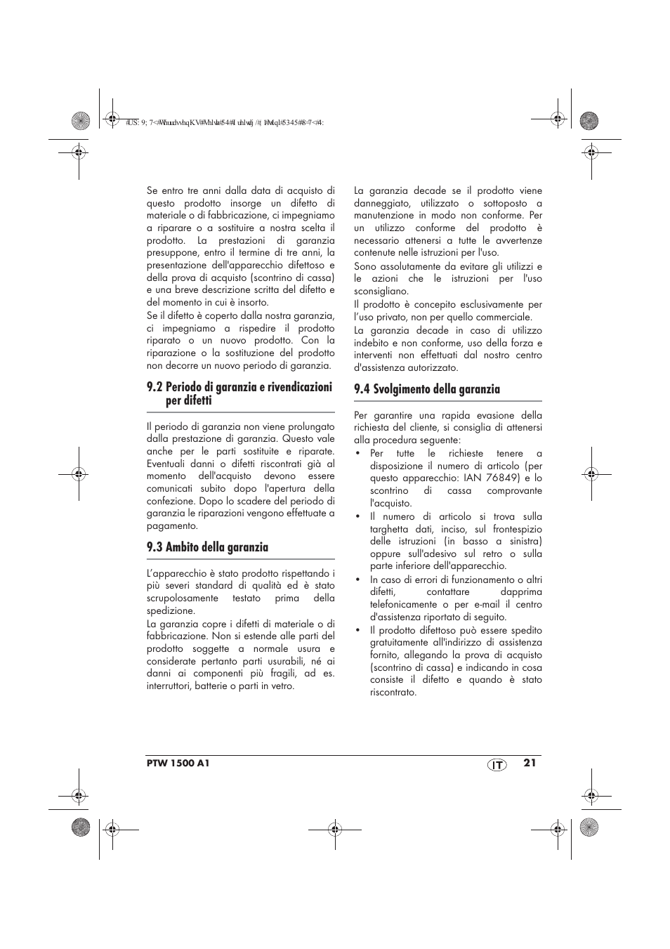 2 periodo di garanzia e rivendicazioni per difetti, 3 ambito della garanzia, 4 svolgimento della garanzia | Powerfix PTW 1500 A1 User Manual | Page 23 / 54