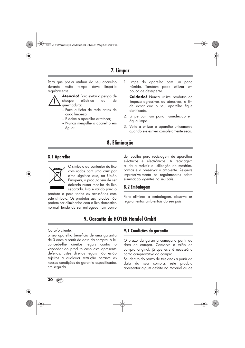 Limpar, Eliminação, Garantia da hoyer handel gmbh | 1 aparelho, 2 embalagem, 1 condições da garantia | Powerfix PTW 1500 A1 User Manual | Page 32 / 54