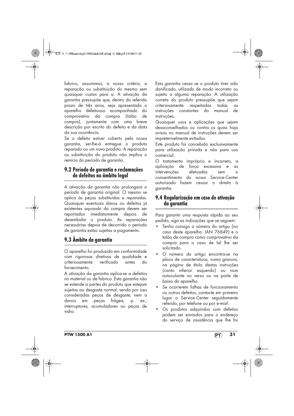 3 âmbito da garantia, 4 regularização em caso de ativação da garantia | Powerfix PTW 1500 A1 User Manual | Page 33 / 54