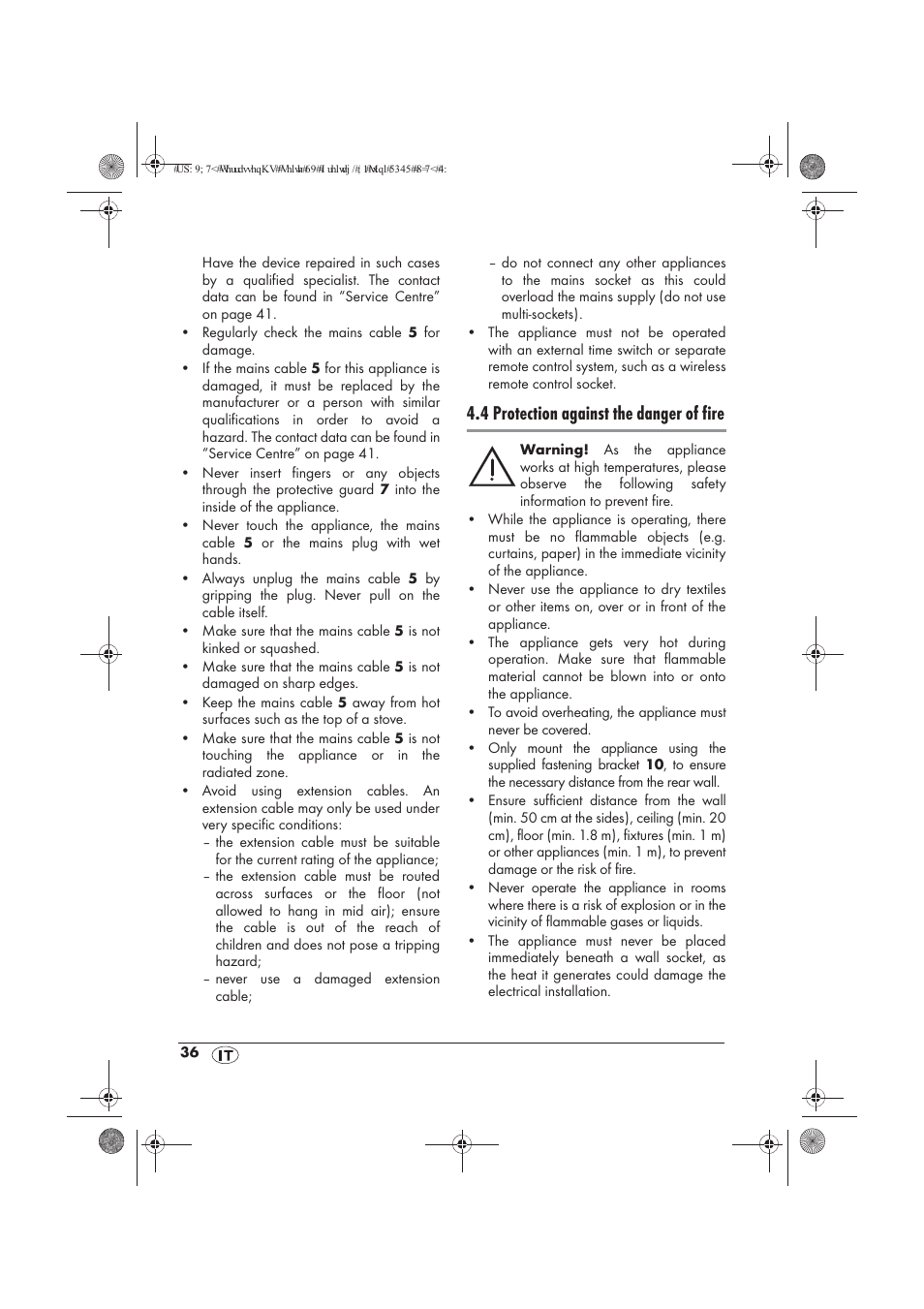 4 protection against the danger of fire | Powerfix PTW 1500 A1 User Manual | Page 38 / 54