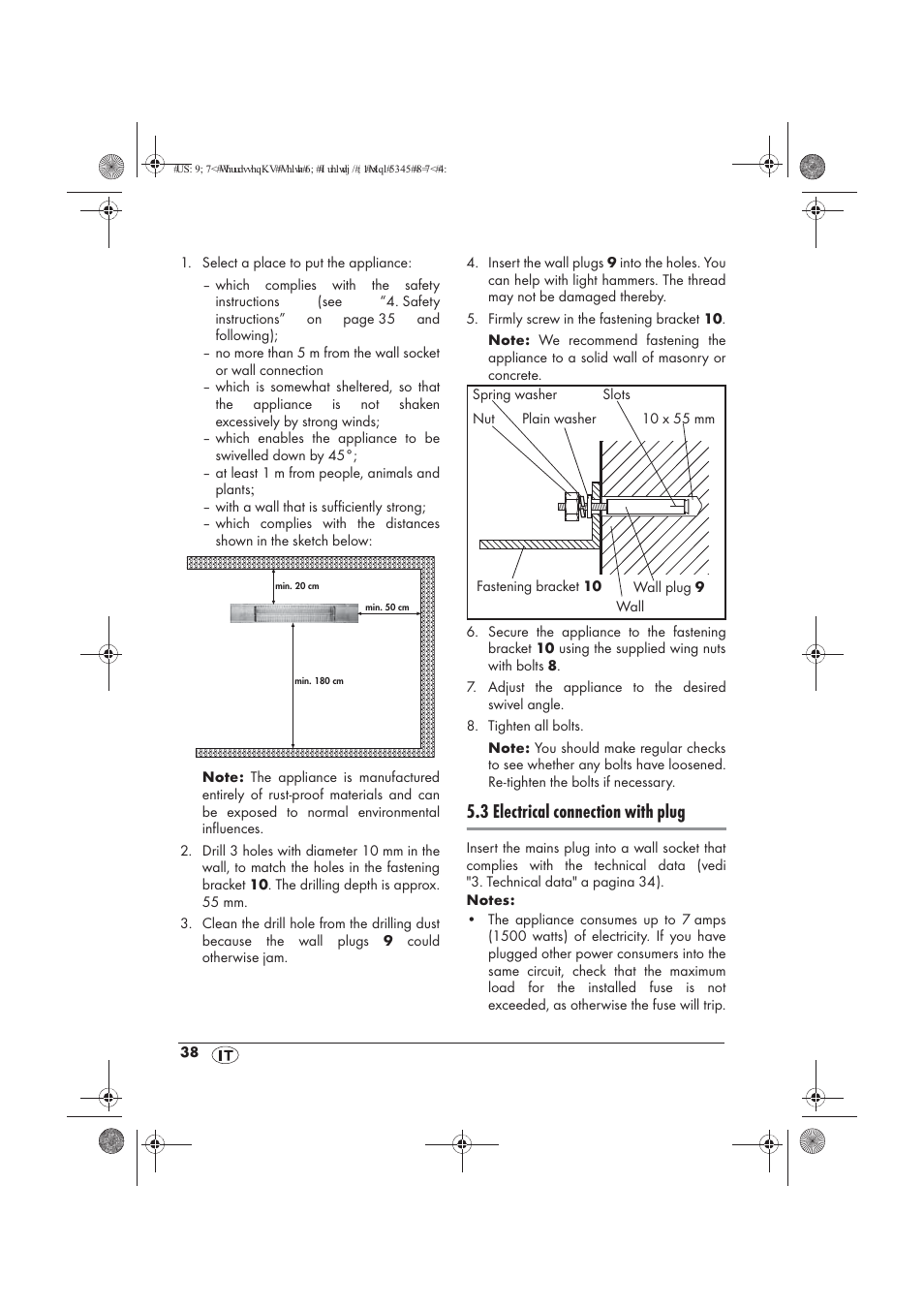 3 electrical connection with plug | Powerfix PTW 1500 A1 User Manual | Page 40 / 54