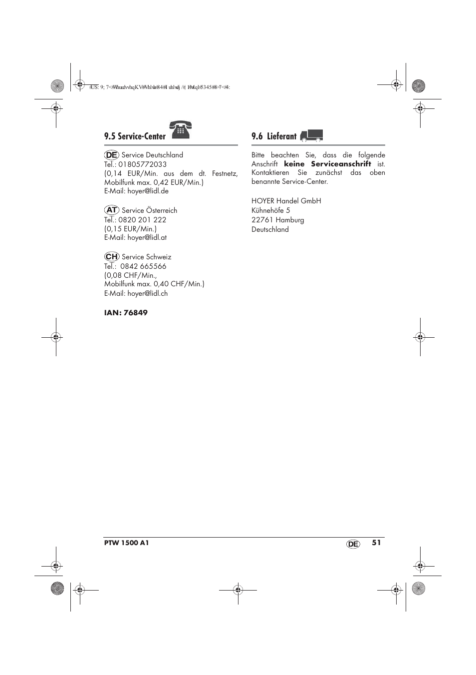 5 service-center, 6 lieferant | Powerfix PTW 1500 A1 User Manual | Page 53 / 54