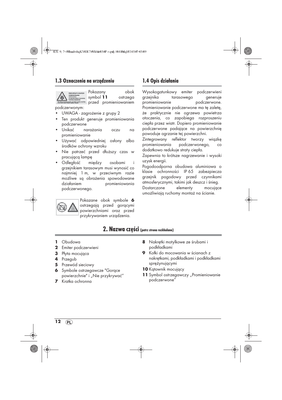 Nazwa części, 3 oznaczenia na urządzeniu, 4 opis działania | Powerfix PTW 1500 A1 User Manual | Page 14 / 74