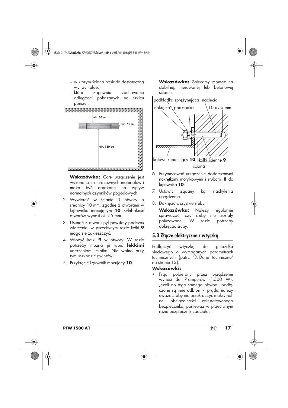 3 złącze elektryczne z wtyczką | Powerfix PTW 1500 A1 User Manual | Page 19 / 74