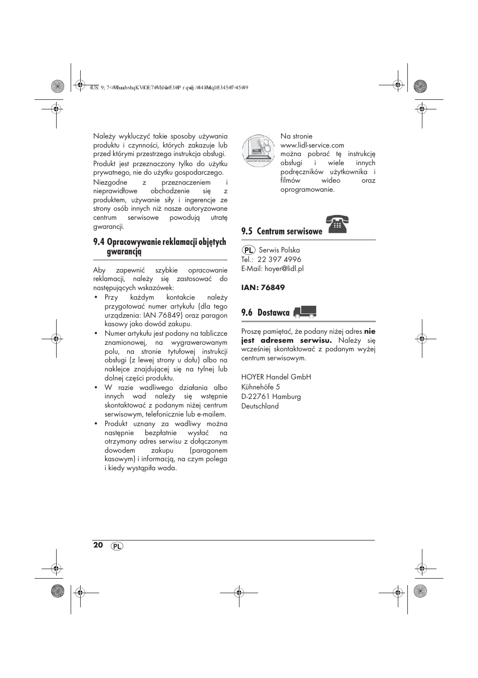 4 opracowywanie reklamacji objętych gwarancją, 5 centrum serwisowe, 6 dostawca | Powerfix PTW 1500 A1 User Manual | Page 22 / 74