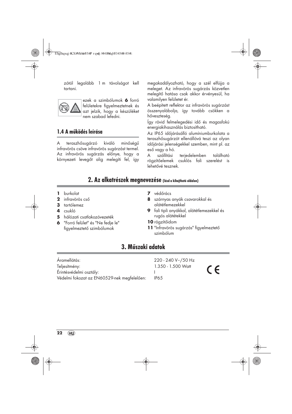 Az alkatrészek megnevezése, Műszaki adatok, 4 a működés leírása | Powerfix PTW 1500 A1 User Manual | Page 24 / 74