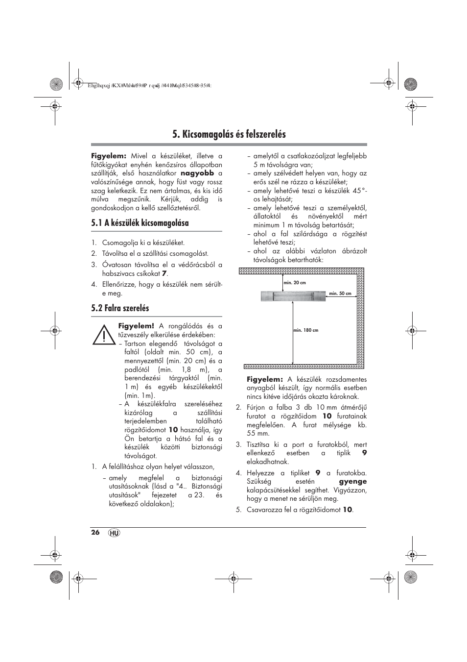 Kicsomagolás és felszerelés, 1 a készülék kicsomagolása, 2 falra szerelés | Powerfix PTW 1500 A1 User Manual | Page 28 / 74