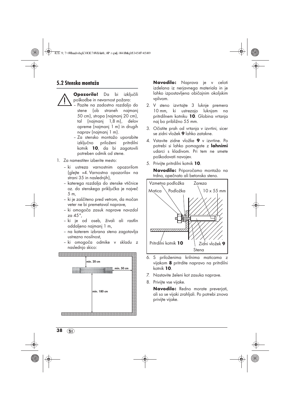2 stenska montaža | Powerfix PTW 1500 A1 User Manual | Page 40 / 74
