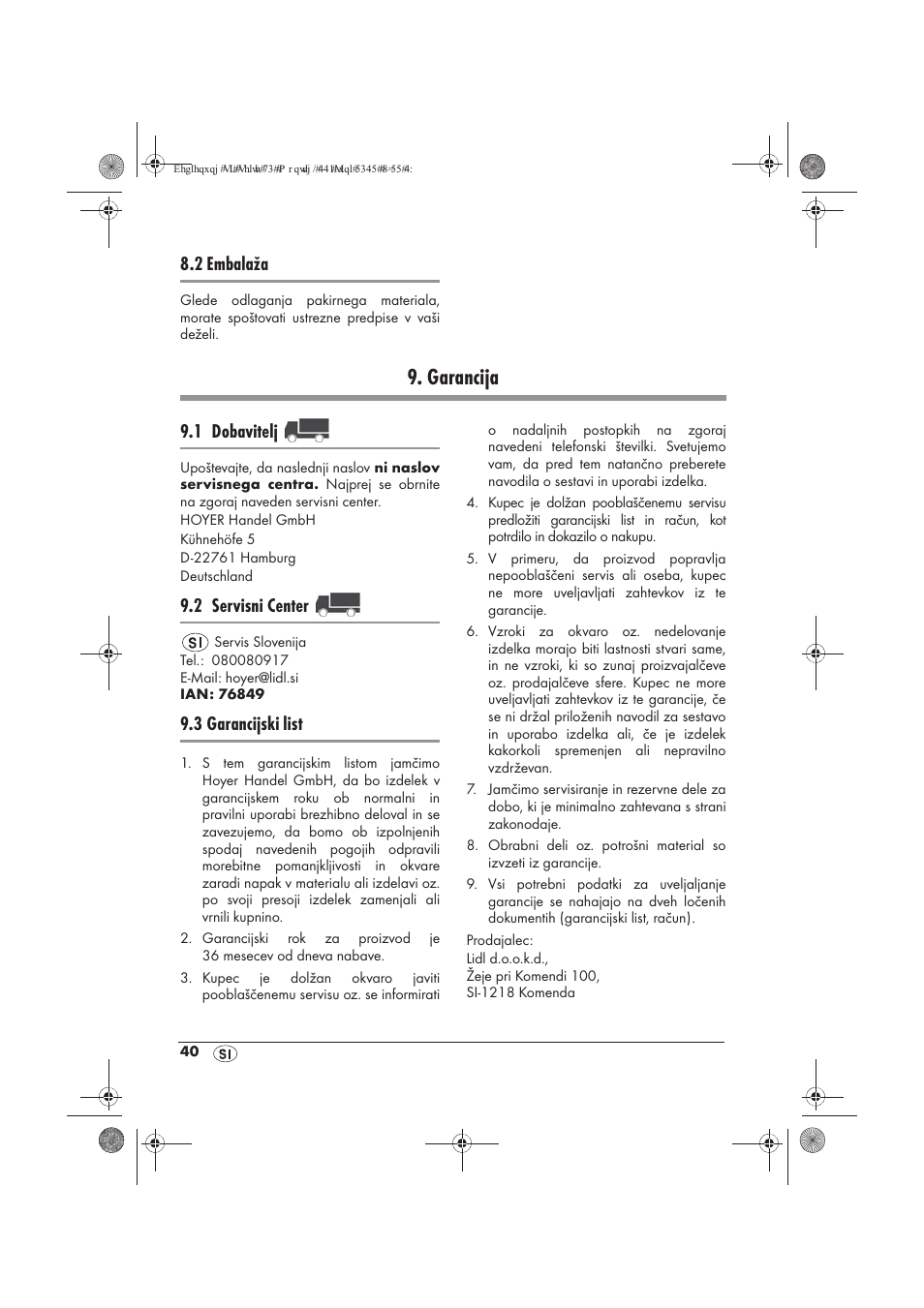 Garancija, 2 embalaža, 1 dobavitelj | 2 servisni center, 3 garancijski list | Powerfix PTW 1500 A1 User Manual | Page 42 / 74