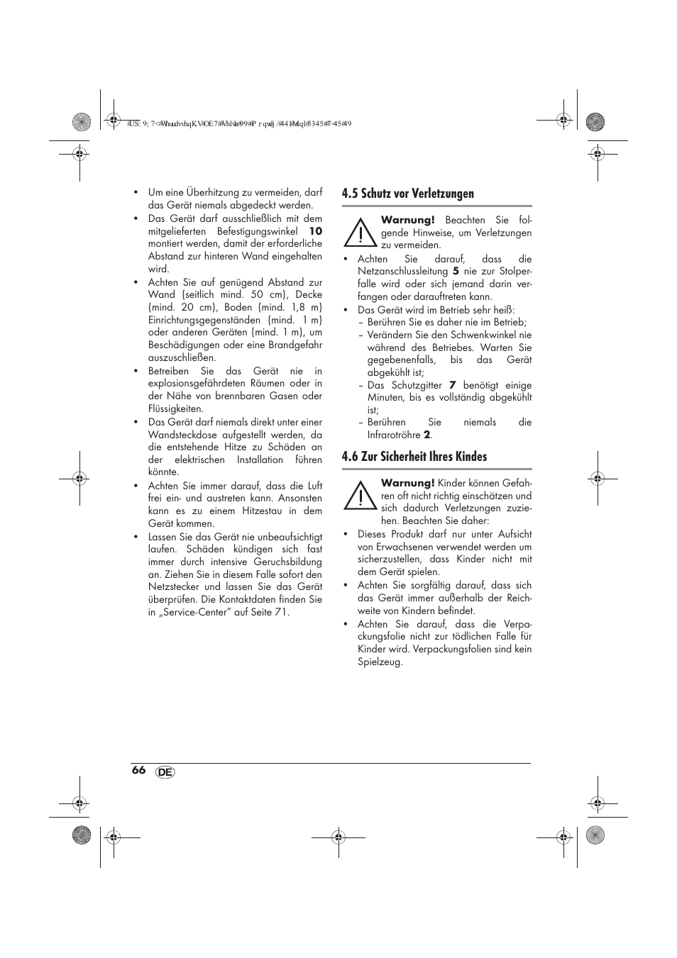 5 schutz vor verletzungen, 6 zur sicherheit ihres kindes | Powerfix PTW 1500 A1 User Manual | Page 68 / 74