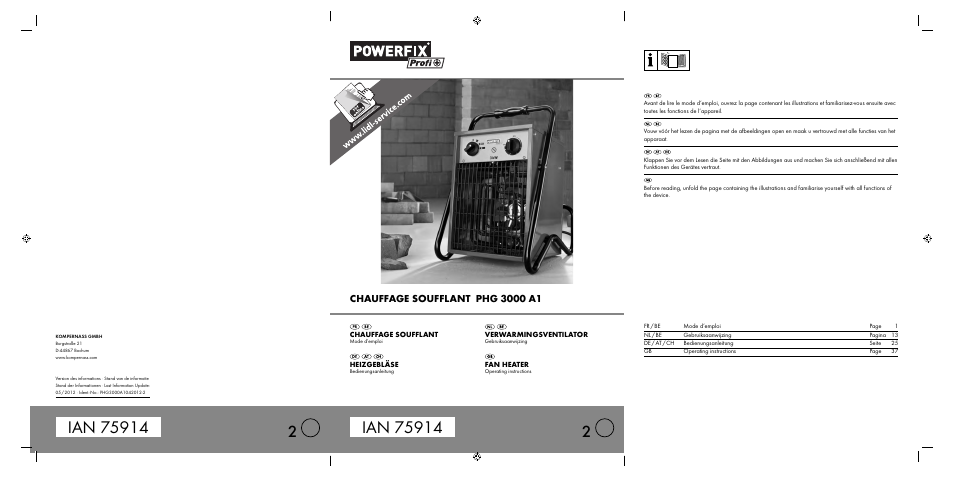 Powerfix PHG 2500 A1 User Manual | 50 pages