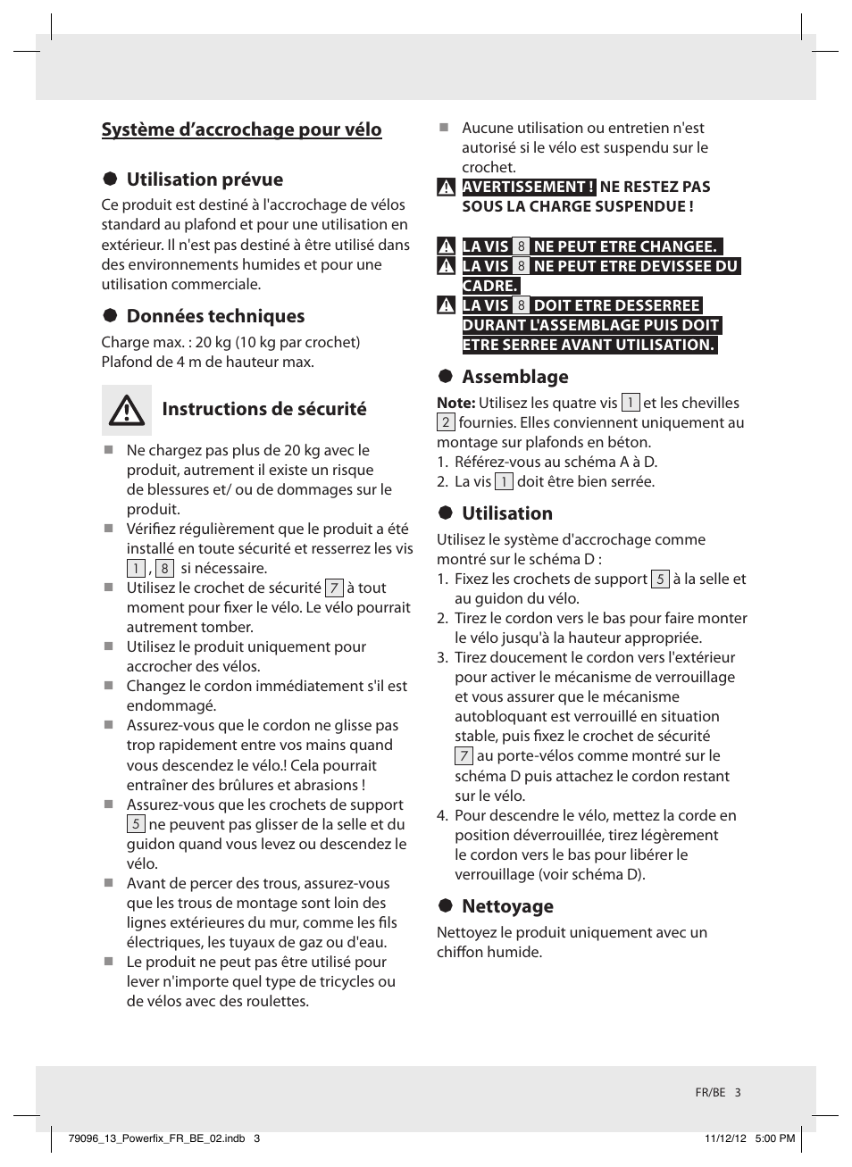 Données techniques, Instructions de sécurité, Assemblage | Utilisation, Nettoyage | Powerfix Z31331 User Manual | Page 3 / 10