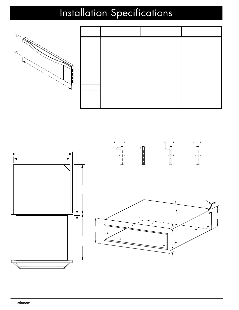 Installation specifications | Dacor MWDH27 User Manual | Page 6 / 12