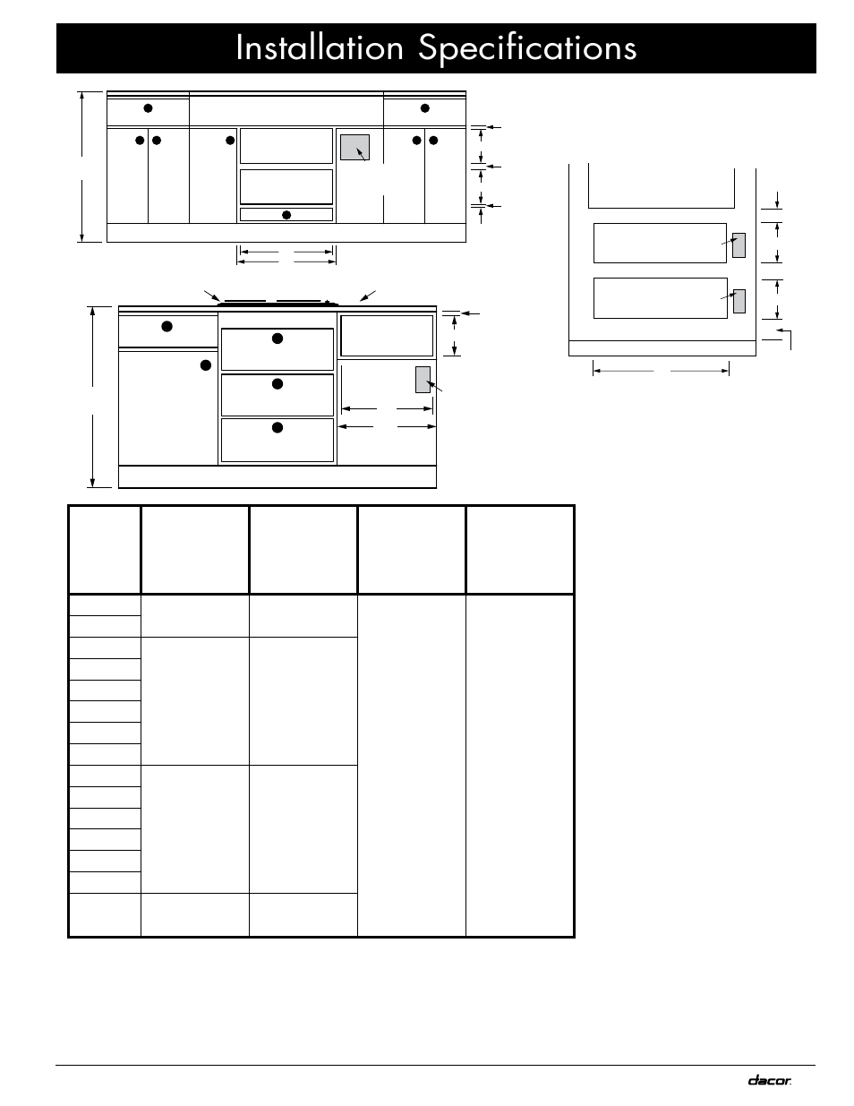 Installation specifications | Dacor MWDH27 User Manual | Page 7 / 12