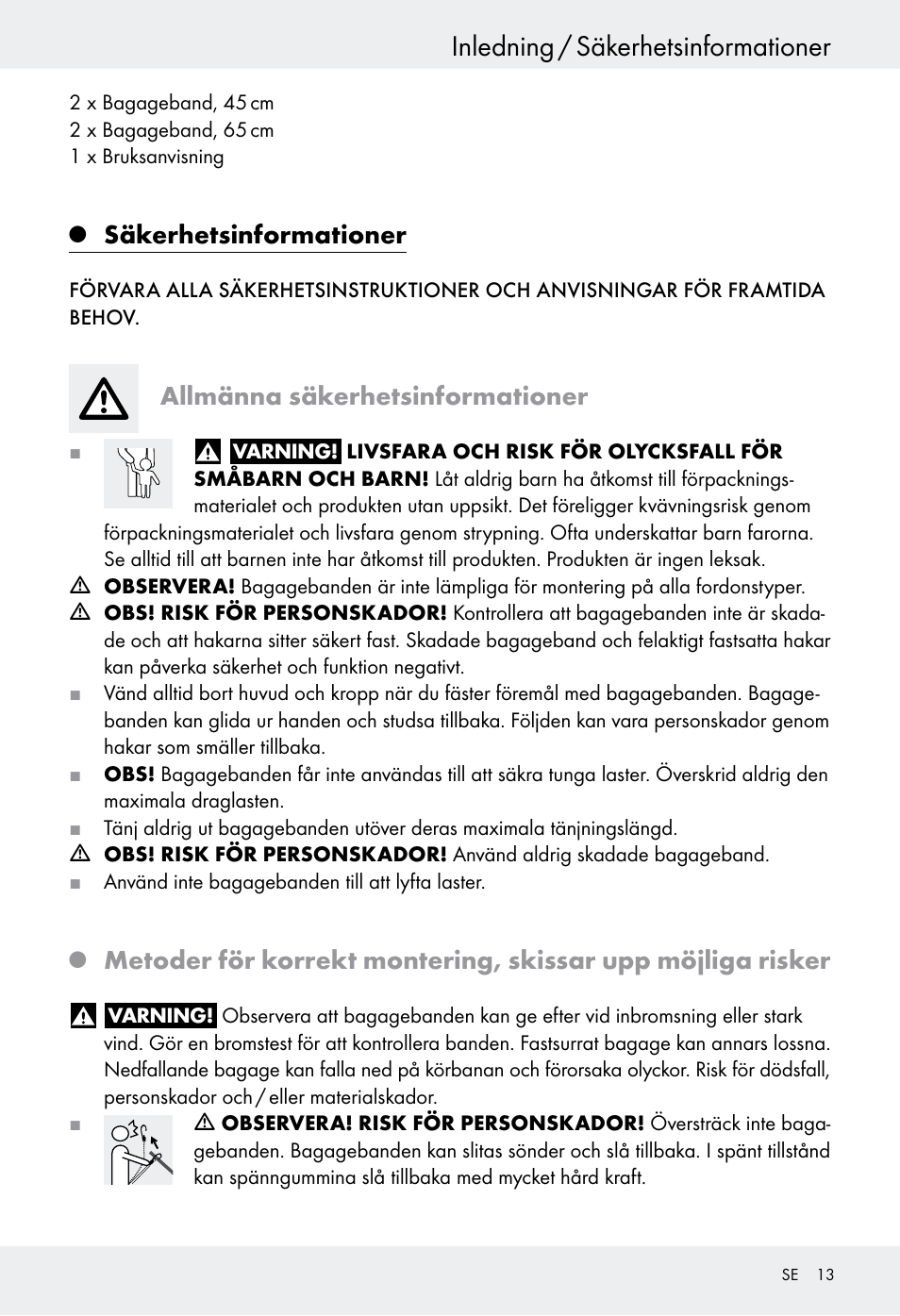 Inledning / säkerhetsinformationer, Säkerhetsinformationer, Allmänna säkerhetsinformationer | Powerfix Z28970-03 User Manual | Page 13 / 32