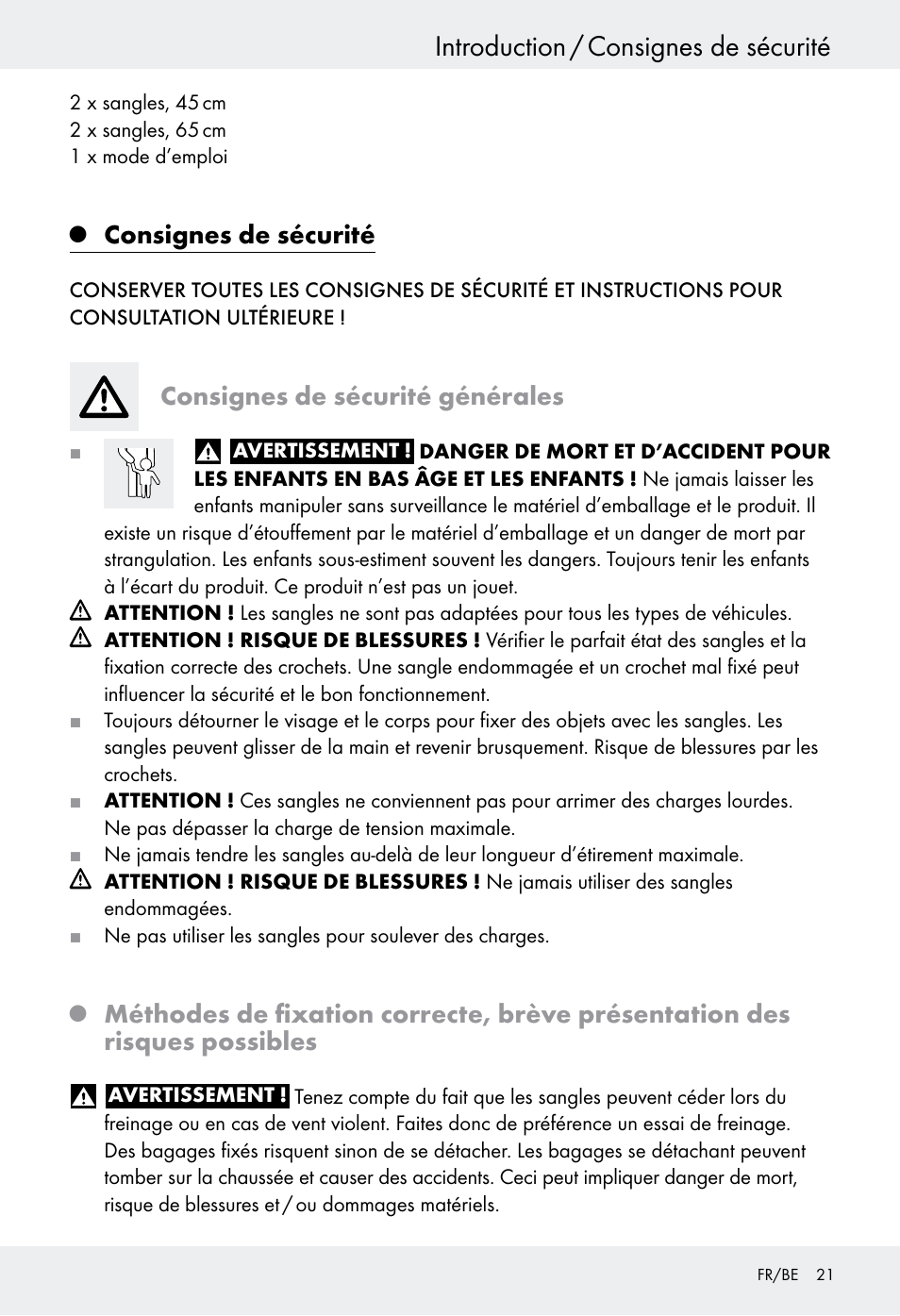 Introduction / consignes de sécurité, Consignes de sécurité, Consignes de sécurité générales | Powerfix Z28970-03 User Manual | Page 21 / 32