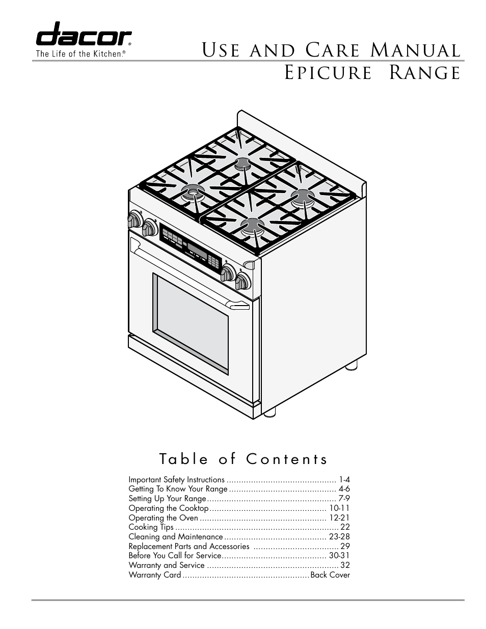 Dacor ER30DSR User Manual | 36 pages