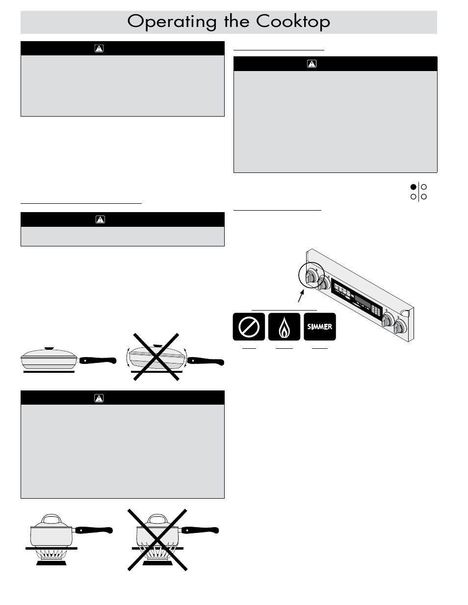 Operating the cooktop, Selecting the cookware, Lighting a burner | Dacor ER30DSR User Manual | Page 12 / 36