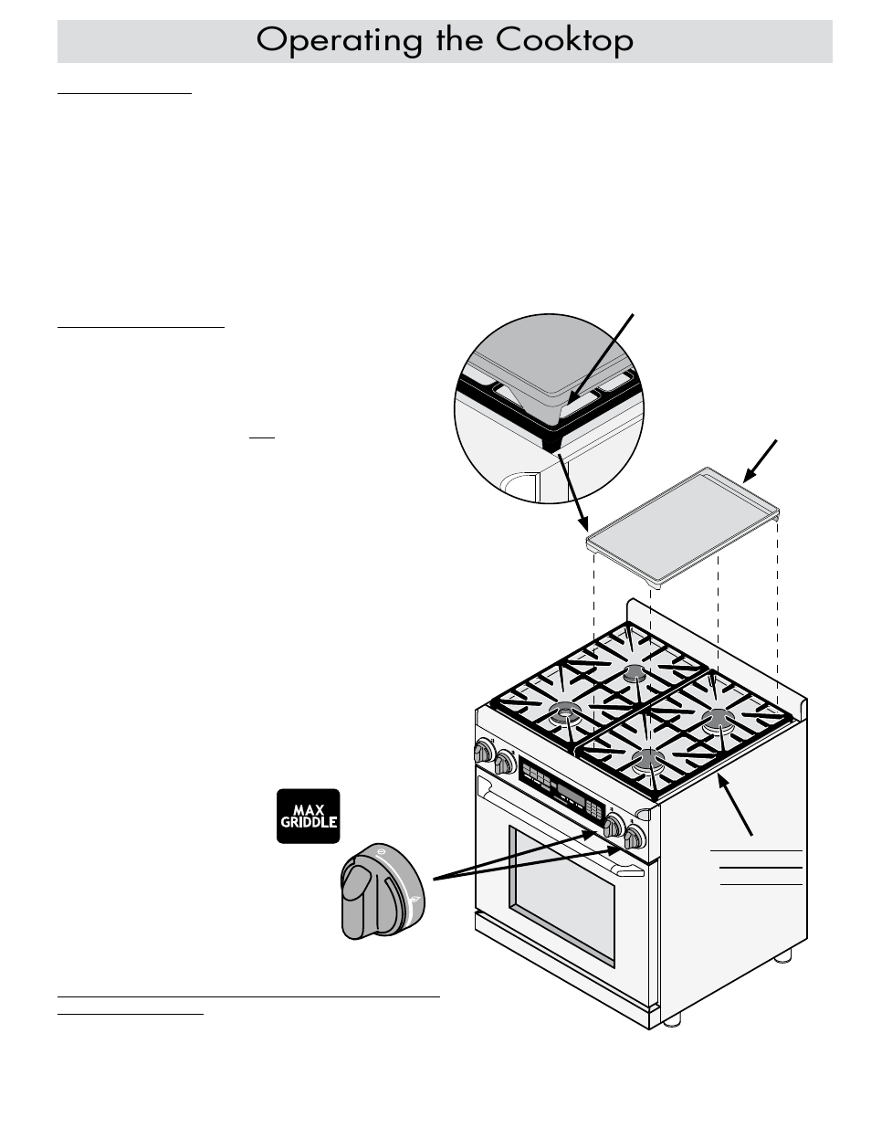 Operating the cooktop, Using the griddle, Cooktop tips | Dacor ER30DSR User Manual | Page 13 / 36