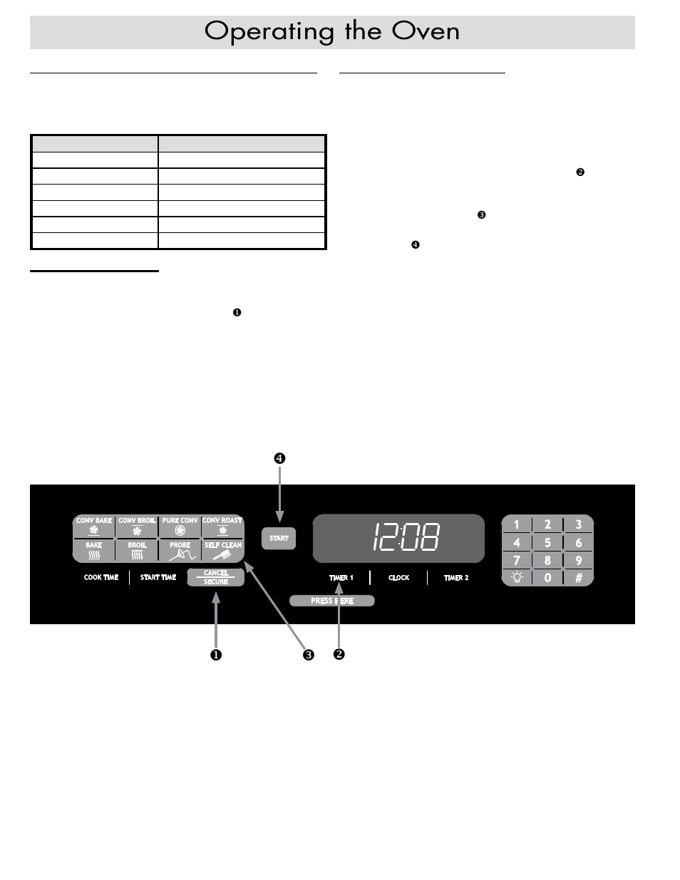 Operating the oven, Preset (jump-in) temperature settings, Lock-out feature | 12 hour timer feature | Dacor ER30DSR User Manual | Page 16 / 36