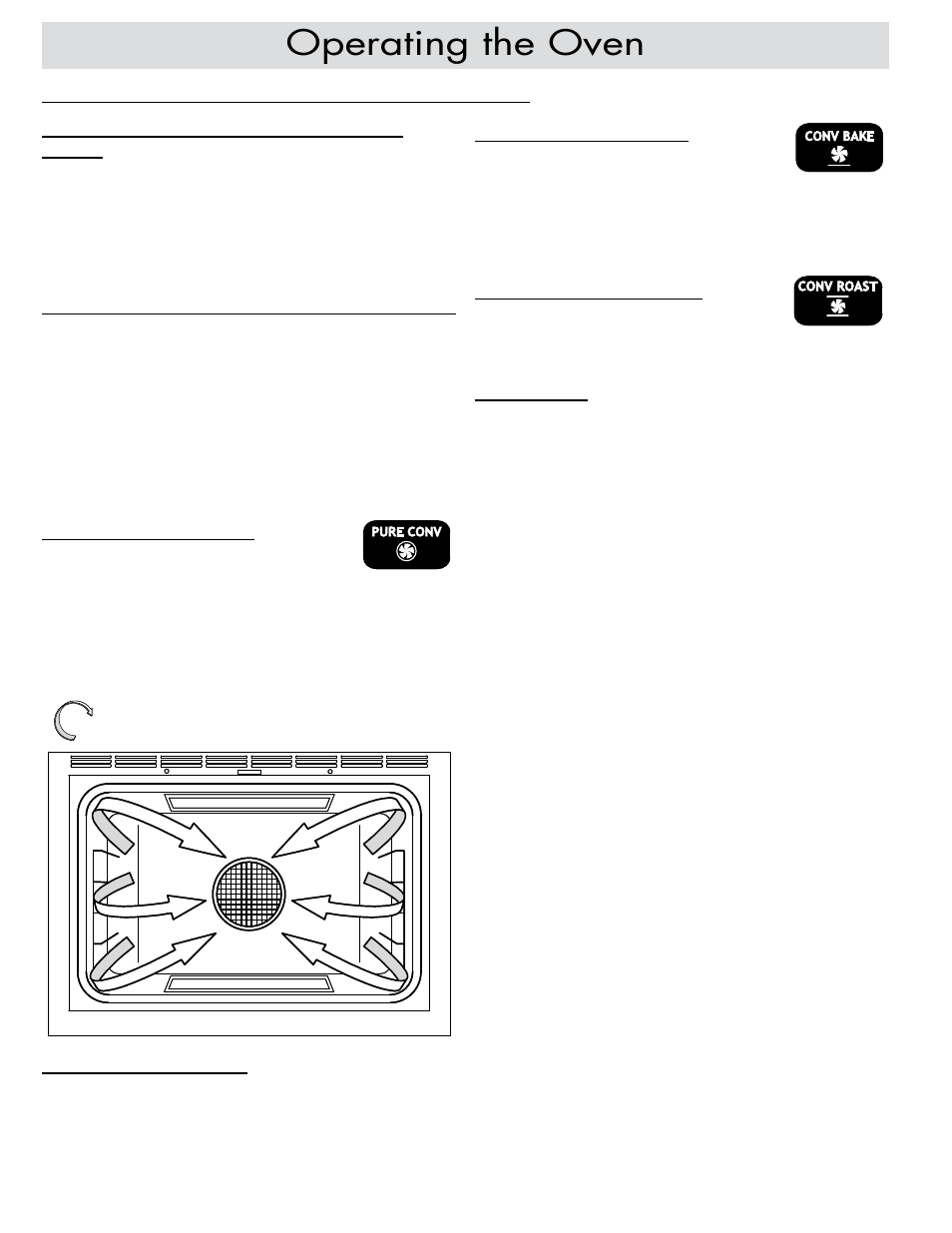 Operating the oven, Pure convection, Convection bake | Convection roast, Understanding the various oven modes (cont.) | Dacor ER30DSR User Manual | Page 18 / 36