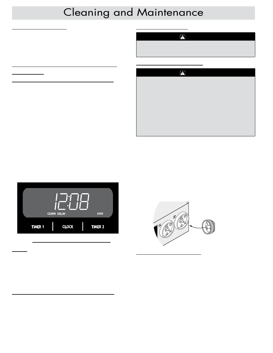 Cleaning and maintenance, General cleaning, Knobs and trim rings | Cleaning the cooktop, Self-cleaning tips, Setting the oven to self-clean at a later time | Dacor ER30DSR User Manual | Page 26 / 36