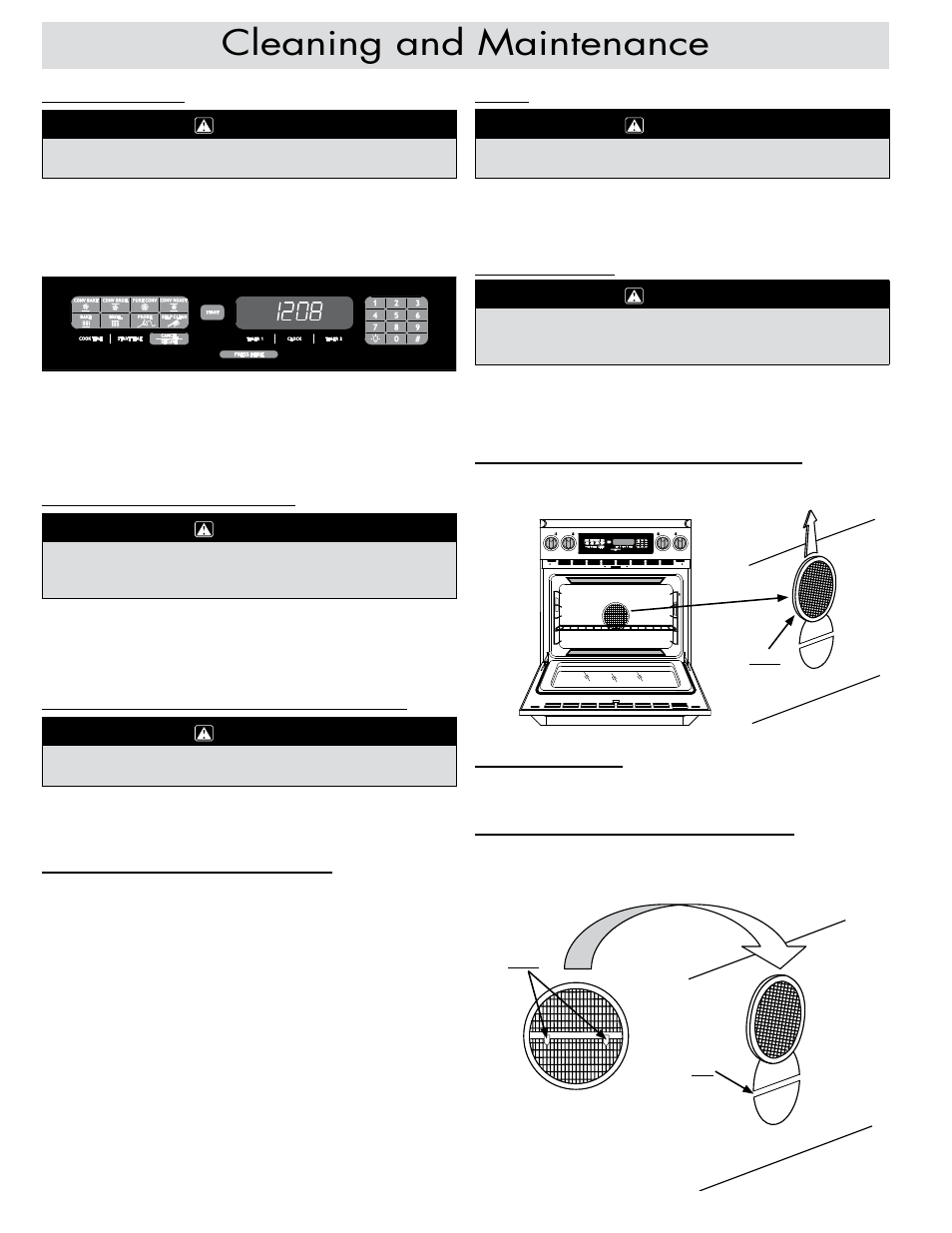 Cleaning and maintenance, Oven, Control panel | Stainless steel surfaces, Brass, chrome, & copper surfaces, Glass (interior and exterior) | Dacor ER30DSR User Manual | Page 28 / 36