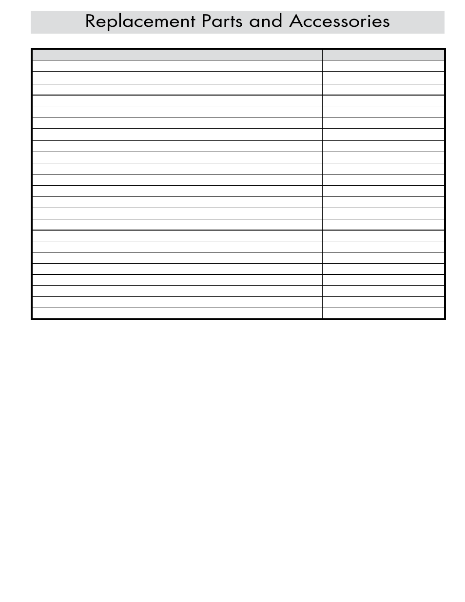 Replacement parts and accessories | Dacor ER30DSR User Manual | Page 31 / 36