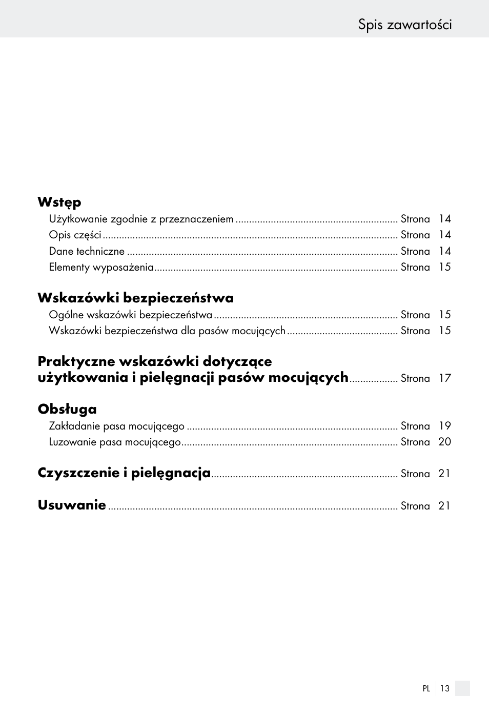 Spis zawartości | Powerfix Z28970-01 User Manual | Page 13 / 65