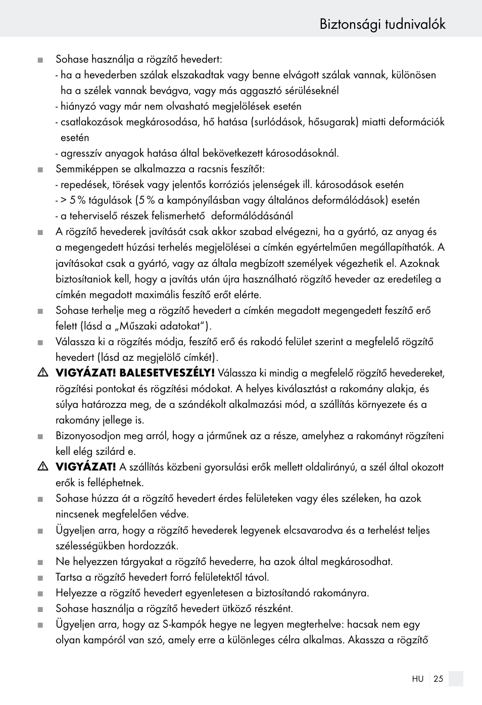 Biztonsági tudnivalók | Powerfix Z28970-01 User Manual | Page 25 / 65